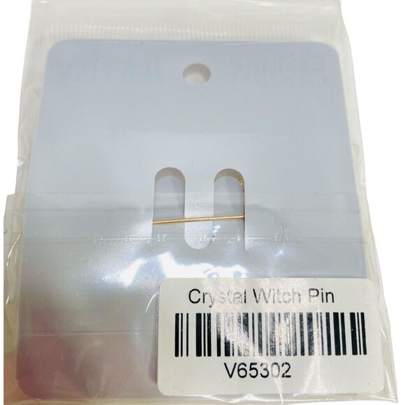 Crystal Witch Pin‎ Broom Rhinestone  Black Clear Brooch Pin Gold Tone NEW - Picture 2 of 8